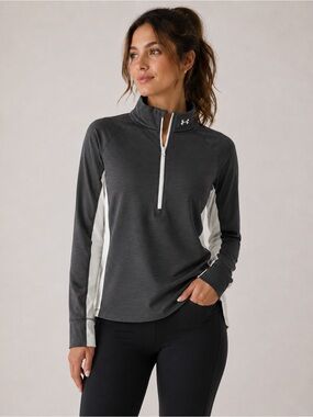 Under Armour ColdGear 1/4 Zip Pullover Women’s XL Gray Athletic Fitted Top